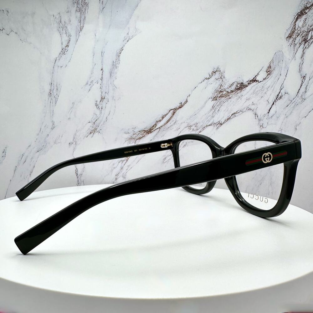 New GUCCI Eyeglasses 53-19-140 Black Square GG Logo Red Green Web Women Rx-able - Picture 6 of 16